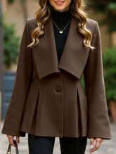 Waisted large lapel pleated jacket