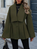 Waisted large lapel pleated jacket