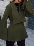 Waisted large lapel pleated jacket