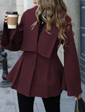 Waisted large lapel pleated jacket