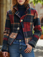 Retro stand-up collar button-down jacket