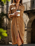 lazy corduroy shirt dress