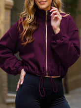 New fleece-lined warm drawstring sports jacket