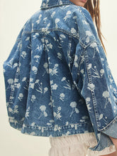 Retro print loose denim jacket