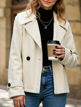 Simple double-breasted solid color coat