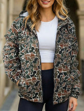 Camouflage long-sleeved zip-up jacket