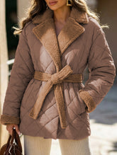 Versatile lapel short belted coat