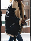 Simple and warm fur-lined cotton coat with lapel