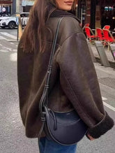 Lapel loose-fitting shearling warm jacket