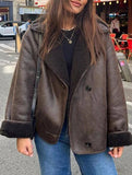 Lapel loose-fitting shearling warm jacket