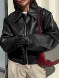 Stylish Loose-fitting Motorcycle Leather Jacket