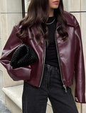 Stylish Loose-fitting Motorcycle Leather Jacket