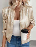 Stylish solid color patchwork lightweight jacket