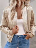 Stylish solid color patchwork lightweight jacket