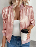 Stylish solid color patchwork lightweight jacket