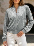 Stylish solid color patchwork lightweight jacket