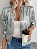 Stylish solid color patchwork lightweight jacket