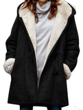 Loose-fitting mid-length hooded coat