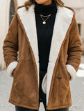Loose-fitting mid-length hooded coat