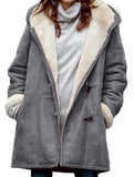Loose-fitting mid-length hooded coat