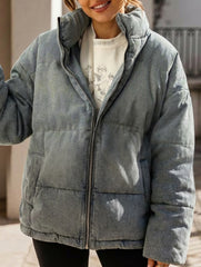 Retro-style warm stand-up collar thick cotton coat