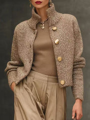 High-neck button-down knit cardigan_CWOJA01627