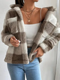 Plaid Cropped Fleece Jacket