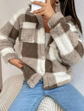 Plaid Cropped Fleece Jacket