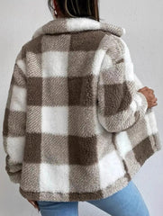 Plaid Cropped Fleece Jacket