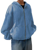 Women's zip-up hooded denim jacket with pockets_CWOJA01693