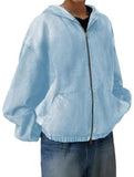 Women's zip-up hooded denim jacket with pockets_CWOJA01693