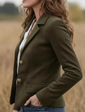 Vintage Cropped Jacket with Metal Buttons