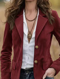 Vintage Cropped Jacket with Metal Buttons