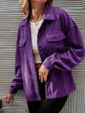 Purple Corduroy Loose Fit Casual Jacket