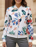 Tropical Print Baseball Collar Jacket