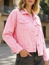 Solid color slim cropped denim jacket casual jacket