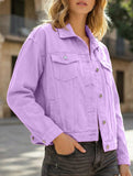Solid color slim cropped denim jacket casual jacket