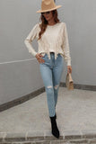 FRONT TASSEL DETAILED KNIT SWEATER TOP - Doublju