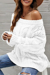 OFF SHOULDER CABLE CHUNKY KNIT OVERSIZED SWEATER,100% ACRYLIC,SIZE S(2)-M(2)-L(2)-XL(2),MADE IN CHINA,WOMEN BLAZER