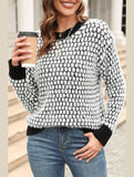 Contrast Large Round Neck Long Sleeve Sweater_Cwoswl0366