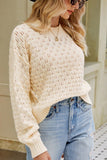 Women Ribbed Crewneck Knit Pullover Sweater Top_Cwoswl0399