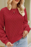 Women Ribbed Crewneck Knit Pullover Sweater Top_Cwoswl0399