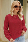 Women Ribbed Crewneck Knit Pullover Sweater Top_Cwoswl0399