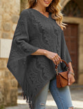 Flower solid color tassel embroidery shawl