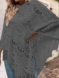 Flower solid color tassel embroidery shawl