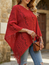 Flower solid color tassel embroidery shawl