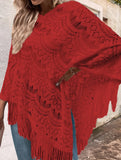Flower solid color tassel embroidery shawl