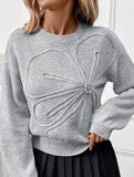 3D floral round neck pullover for women