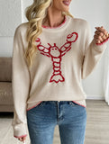 Animal pattern round neck pullover sweater