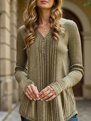 Casual loose V-neck pullover sweater